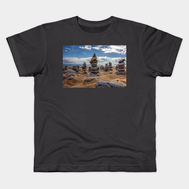 Rock Cairns, Sculptures Kids T-Shirt by tommysphotos